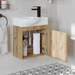 Roomart Punto Lavabolu Banyo Dolabı 46,5 cm Atlas Çam Sağ uygulama örneği