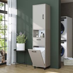 Roomart Rim Kirli Sepetli Çok Amaçlı Dolap 45 cm Kumtaşı Yükseklik 200 cm uygulama örneği