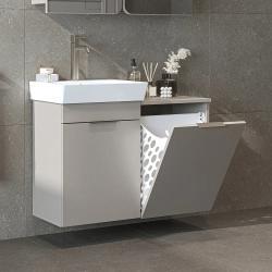 Roomart Dubai Sepetli Lavabolu Banyo Alt Dolabı 90 cm Kumtaşı uygulama örneği