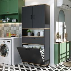 Roomart Rim Kirli Sepetli Çok Amaçlı Dolap 90 cm Atlas Çam-Antrasit Yükseklik 200 cm uygulama örneği