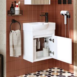 Roomart Leo Lavabolu Banyo Dolabı 46,5 cm Beyaz Sağ uygulama örneği