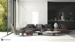 Seramiksan 60x120 White Marble Full White&Black Marble Full Lappato uygulama örneği