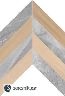 Seramiksan 40x60 Loft Gri-Ladın Ceviz Motif Mat