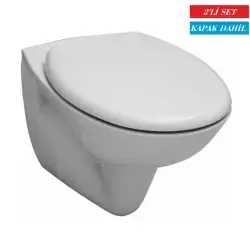 Serel Basic Kanalsız 52 cm Klozet+Serel Gediz Durolast Klozet Kapağı Beyaz