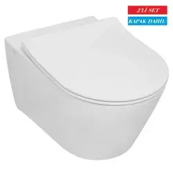Serel Sapphire Kanalsız Asma Klozet (SP26) + Blaze Slim Yavaş Kapanan Kapak 2li Set