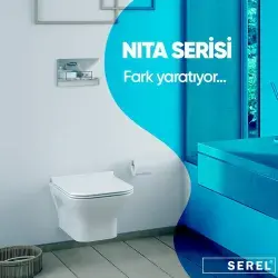 Serel Nita Köşeli Asma Klozet (NT10) + Zenith Slim Yavaş Kapanan Kapak 2'li Set uygulama örneği