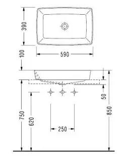 Serel Rita Tezgah Üstü Lavabo 39x59 cm RT47DXS110H Beyaz