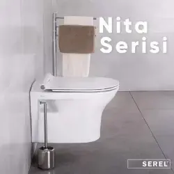 Serel Nita Yuvarlak Asma Klozet (NT23) + Blaze Slim Yavaş Kapanan Kapak 2'li Set uygulama örneği