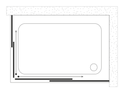 Shower Merkür MR190 2 Sabit 2 Çalışır Köşe Girişli Tekne Üzeri Dikdörtgen Duşakabin — 70 x 100 cm, Mat Siyah
