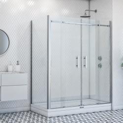 Shower Merkür MR333 2 Sabit 2 Çalışır Yan Panelli Duşakabin — 70 x 160 cm, Mat Siyah