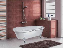 Shower Leopard Aslan Ayaklı Küvet — Gold ayak + gold sifon, Beyaz