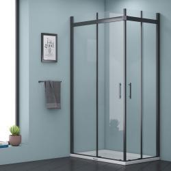 Shower Uranüs UR190 2 Sabit 2 Çalışır Köşe Girişli Tekne Üzeri Dikdörtgen Duşakabin — 80 x 110 cm, Krom
