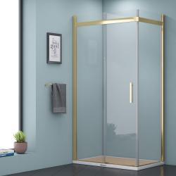 Shower Uranüs UR11 1 Sabit 1 Çalışır Yan Panelli Tekne Üzeri Duşakabin — 90 x 170 cm, Gold