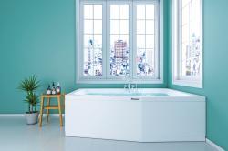Shower Pentamega Beşgen Özel Küvet — Siyah, Sağ, Full sistem