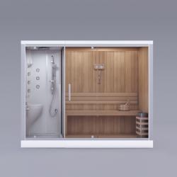 Shower İngo Sauna + Kompakt Duş Kabini — 100 x 220 cm (tekne 90 x 100 cm + sauna 100 x 130 cm), Full siyah, Sistem 2