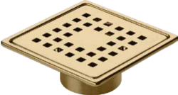 Sukar Line 9 10x10 cm Duş Süzgeci Alttan Çıkış Ø50 mm Kare Izgara Gold Komple Paslanmaz Çelik Kasa Sürme Yalıtım Köprülü uygulama örneği