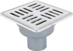 Sukar Tesisat Süzgeçleri 15x15 cm Duş Süzgeci Alttan Çıkış Ø50 mm Çizgi Izgara Paslanmaz Çelik Çerçeveli Sulu/Susuz Koku Önleyici