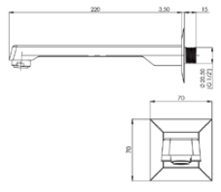 Teska Kare Düz Ekstra Uzun Pirinç Gaga 220 mm Krom
