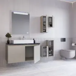 Teta Home Londra Banyo Dolabı Seti 90x50x50 cm Krem uygulama örneği