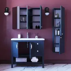 Teta Home Beyrut Banyo Dolabı Seti 76x44x84,5 cm Antrasit Ayaklı uygulama örneği