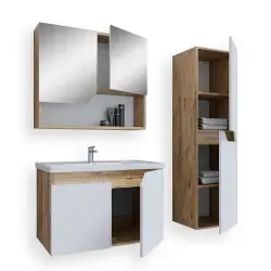 Teta Home Napoli Banyo Dolabı Seti 63x43,5x50 cm Atlantik Çam-Beyaz