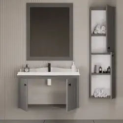 Teta Home Togo Banyo Dolabı Seti 80x49,5 cm Gri Asma uygulama örneği