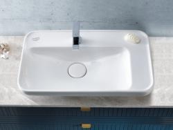 Turkuaz Lal Tezgah Üstü Lavabo 70x42 cm Beyaz uygulama örneği