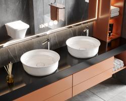 Turkuaz One Plus Tezgah Üstü Lavabo Ø46 cm Beyaz uygulama örneği