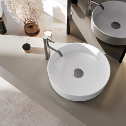 Turkuaz Suit Tezgah Üstü Lavabo Ø40 cm Mat Beyaz uygulama örneği