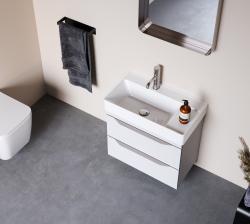 Turkuaz Sharp Etajerli Lavabo 65x38 cm Beyaz uygulama örneği