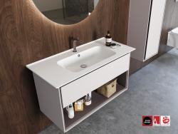 Turkuaz Blue Etajerli Lavabo 60x47 cm Beyaz uygulama örneği