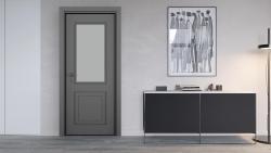VARIODOR Alize Premium Step Haki Gri Camlı 80x205 PVC İç Kapı