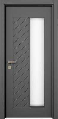 VARIODOR Alize Premium Fishbone Haki Gri Camlı 2 70x198 PVC İç Kapı
