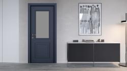 VARIODOR Alize Premium Step Belize Mavi Camlı 80x198 PVC İç Kapı