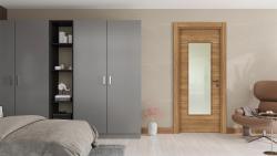 VARIODOR Klasik Teak 50 Camlı 45x198 Melamin İç Kapı Yavru Kanat
