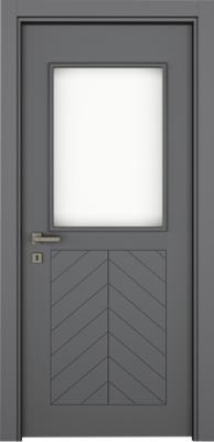 VARIODOR Alize Premium Fishbone Modern Antrasit Camlı 1 80x198 PVC İç Kapı
