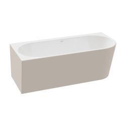 VitrA Geo Köşe Küvet — Sağ 180x80 cm, Gizli Taşmalı Sifonlu, Ayak Setli, Mat Bej