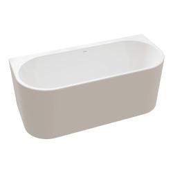 VitrA Geo Duvar Bağlantılı Küvet — 165x75 cm, Gizli Taşmalı Sifonlu, Ayak Setli, Mat Bej