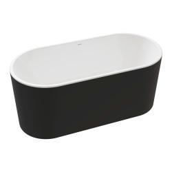 VitrA Geo Duvar Bağlantısız Küvet — Oval 160x75 cm, Gizli Taşmalı Sifonlu, Ayak Setli, Mat Siyah