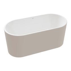 VitrA Geo Duvar Bağlantısız Küvet — Oval 160x75 cm, Gizli Taşmalı Sifonlu, Ayak Setli, Mat Bej