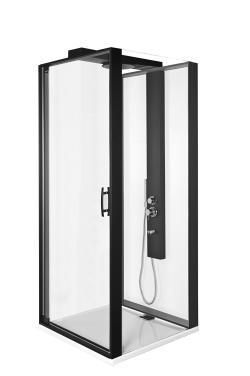 VitrA Zest Kompakt Duş Ünitesi — Sağ, U Duvar, Mat Siyah, 90x90 cm