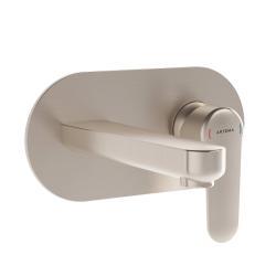 VitrA Root Round Ankastre Lavabo Bataryası — Sıva Üstü Grubu, Fırçalı Nikel (