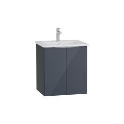 VitrA Mia Plus Square Lavabo Dolabı — 60 cm, iki kapaklı parlak antrasit