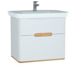 VitrA Sento Lavabo Dolabı — 80 cm, iki çekmeceli aydınlatmalı, mat beyaz