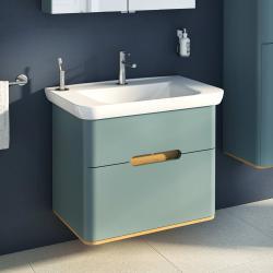 VitrA Sento Lavabo Dolabı — 80 cm, iki çekmeceli aydınlatmalı, mat fiyord yeşili