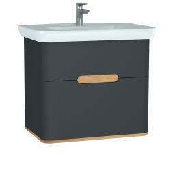 VitrA Sento Lavabo Dolabı — 80 cm, iki çekmeceli aydınlatmalı, mat antrasit