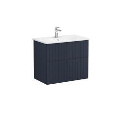 VitrA Root Groove Lavabo Dolabı — 80 cm, iki çekmeceli yuvarlak lavabo, mat lacivert
