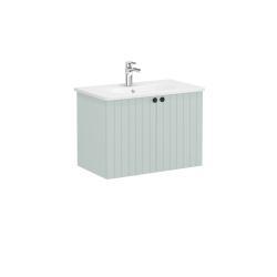 VitrA Root Groove Lavabo Dolabı — 80 cm, iki kapaklı yuvarlak lavabo, mat retro yeşil