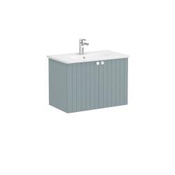 VitrA Root Groove Lavabo Dolabı — 80 cm, iki kapaklı yuvarlak lavabo, mat fiyord yeşili