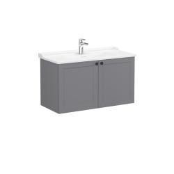 VitrA Root Classic Lavabo Dolabı — 100 cm, iki kapaklı klasik lavabo, mat gri